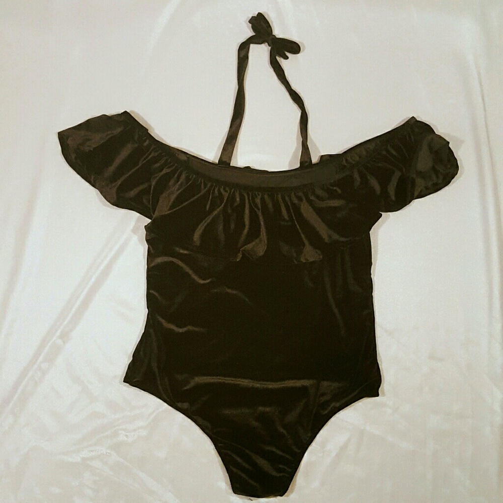 Black velvet bodysuit